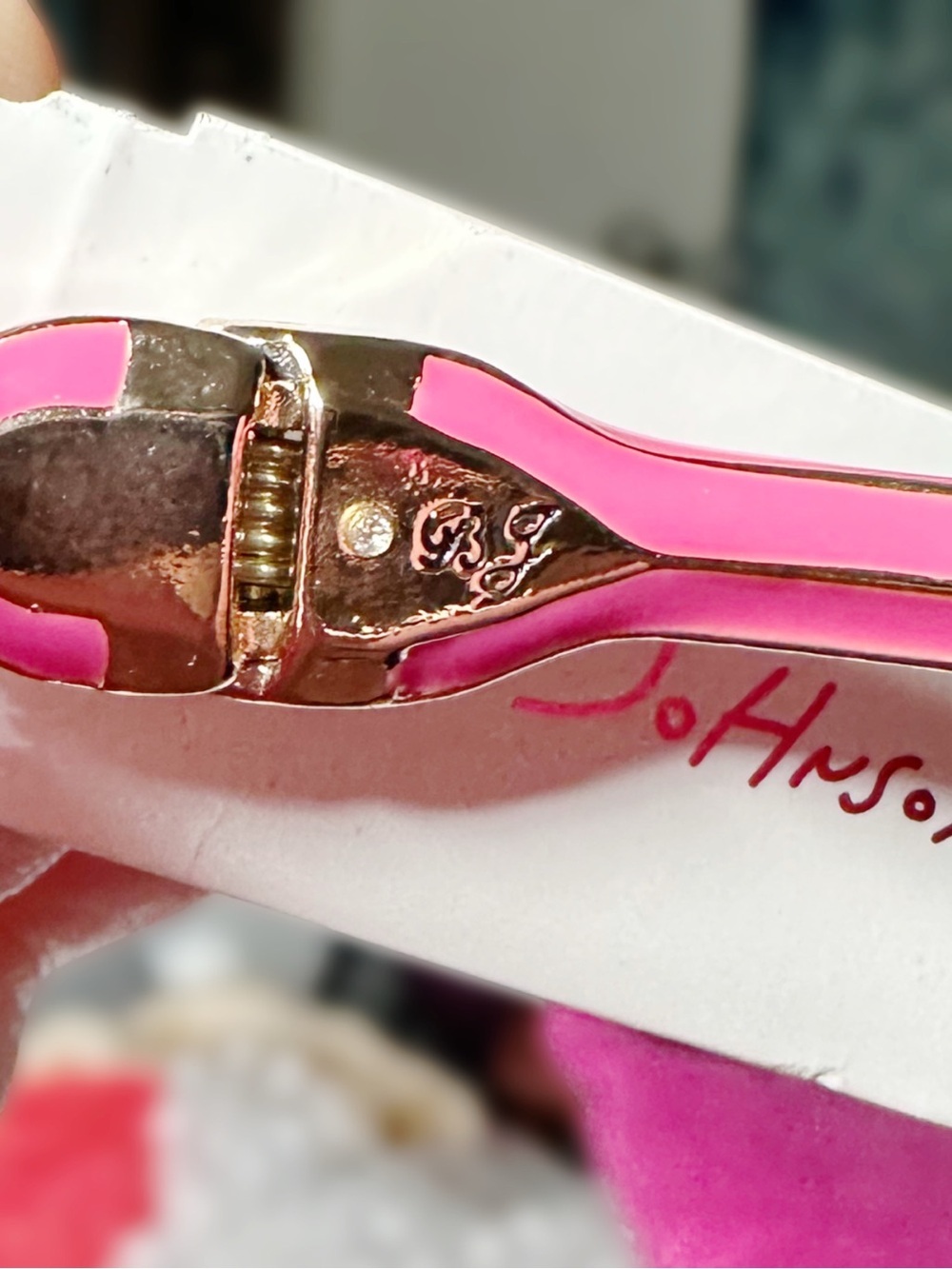 Betsey Johnson Pink Enamel Pencil Bangle with Gold Accents - Picture 3 of 3